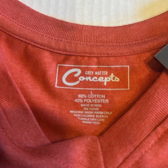 NWT Grey Matter Concepts orange salmon color T-shirt with neck 60% cotton - Picture 5 of 7